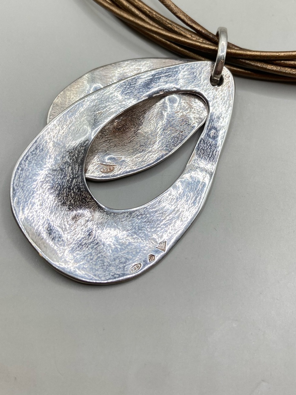 Silpada Bronze Leather and Double Textured Pendant N1802 - Picture 8 of 8